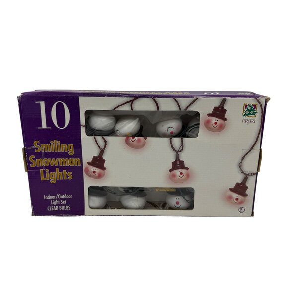 10 Indoor/Outdoor Smiling Snowman Christmas Lights Set - Picture 4 of 4